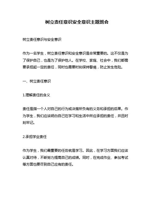 树立责任意识安全意识主题班会