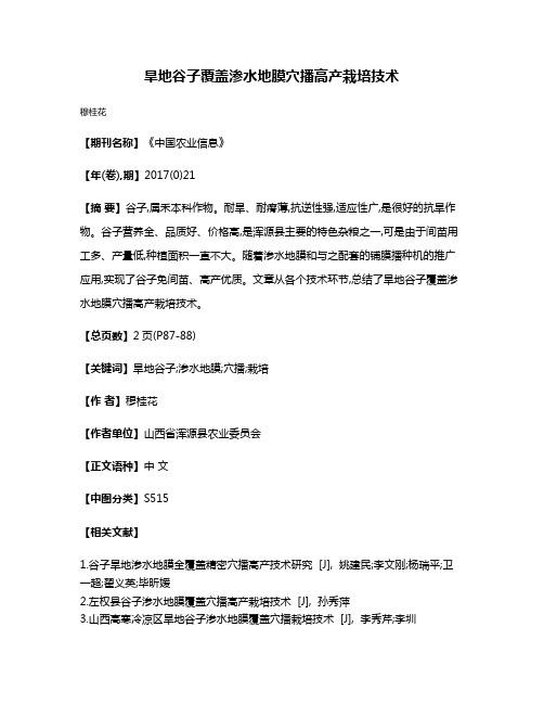 旱地谷子覆盖渗水地膜穴播高产栽培技术
