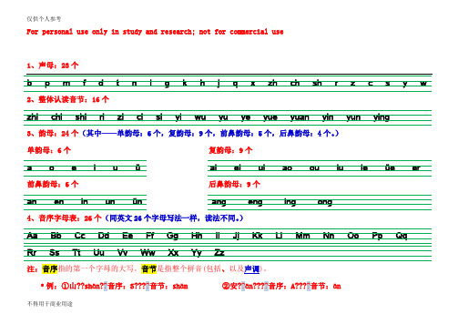 声母、韵母、音序表