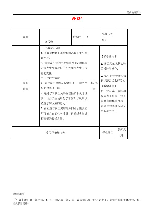 (精篇1)2019-2020高中化学下学期第七周 卤代烃教学设计