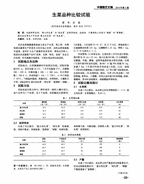 生菜品种比较试验