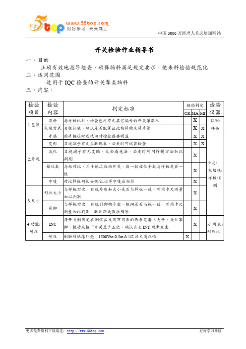 开关检验作业指导书