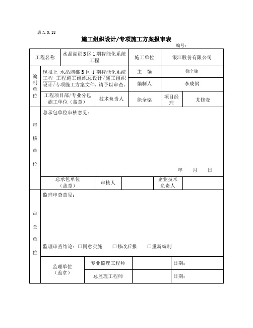 施工组织设计专项施工方案报审表