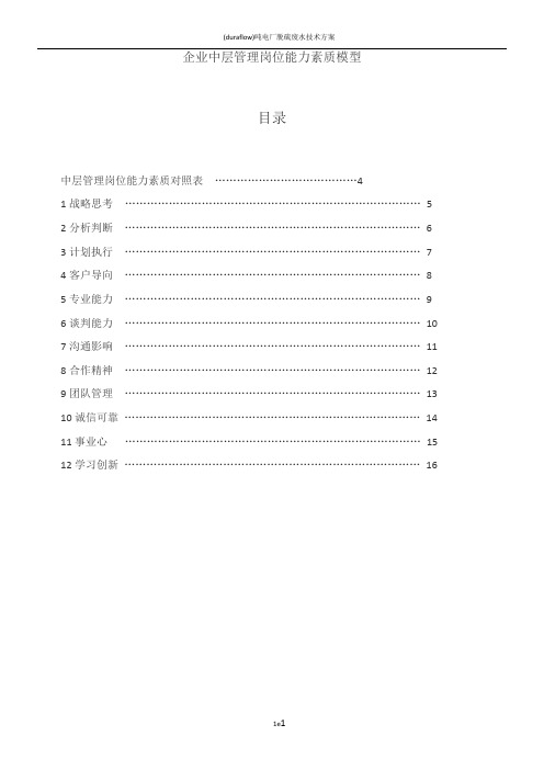 企业中层管理岗位能力素质模型