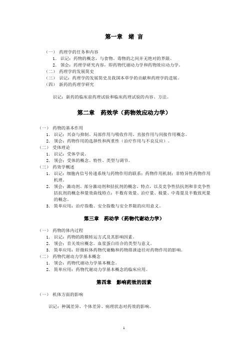 药学本科自考教学大纲N
