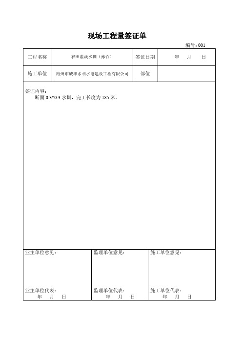 现场工程量签证单