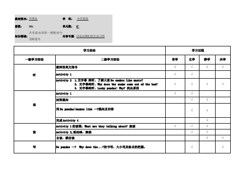 小学英语六年级上册第七模块第一单元《学习活动》