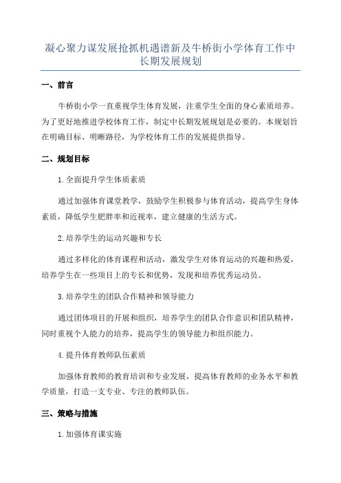 凝心聚力谋发展抢抓机遇谱新及牛桥街小学体育工作中长期发展规划