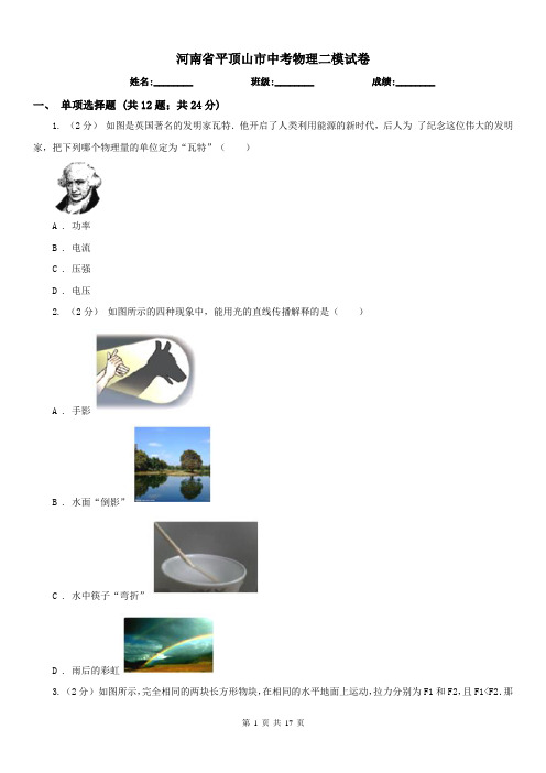 河南省平顶山市中考物理二模试卷