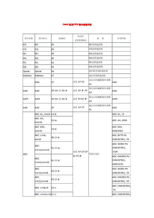 IntelCPU机器指令中文版手册