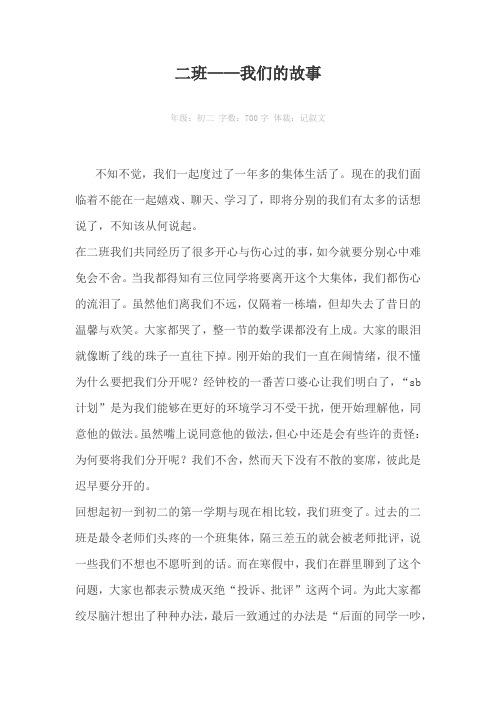 二班——我们的故事700字作文