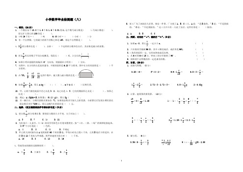 小学数学毕业考试检测题八(含答案)