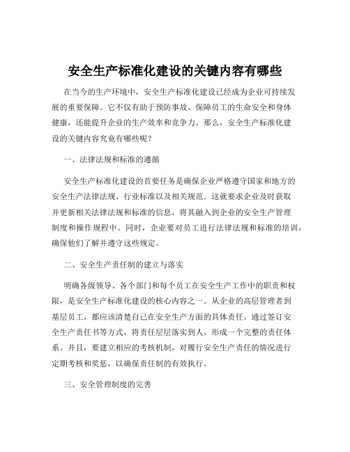 安全生产标准化建设的关键内容有哪些