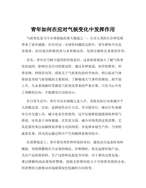 青年如何在应对气候变化中发挥作用