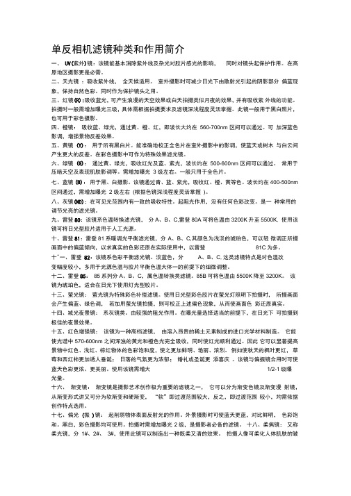 单反相机滤镜种类和作用简介