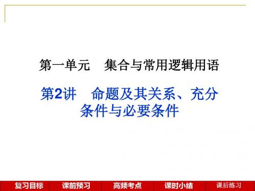 2019年高考数学一轮复习  命题及其关系、充分条件与必要条件