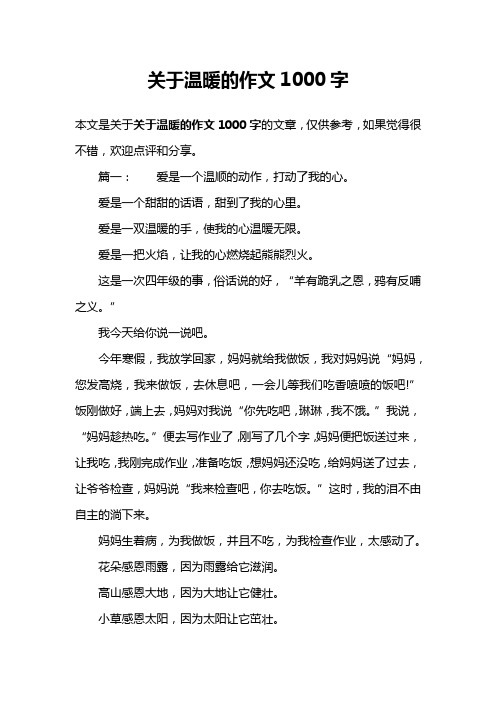 关于温暖的作文1000字