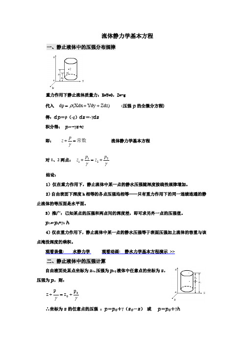 流体静力学基本方程