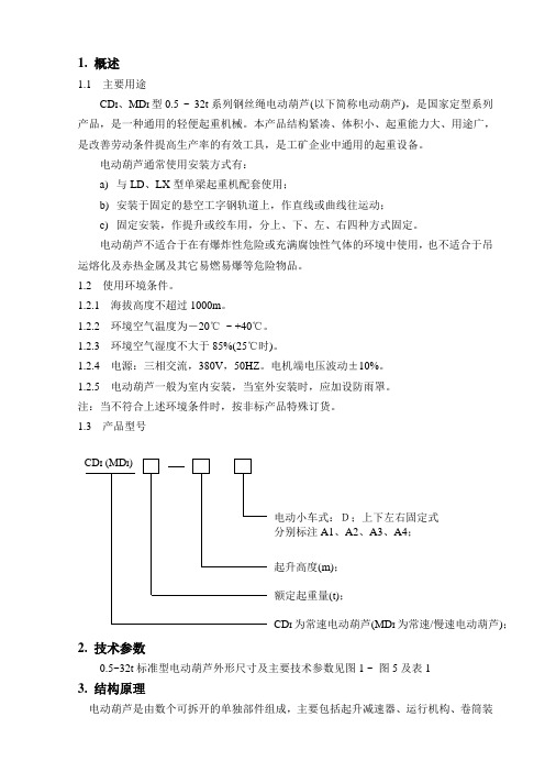 CD型电动葫芦使用说明书