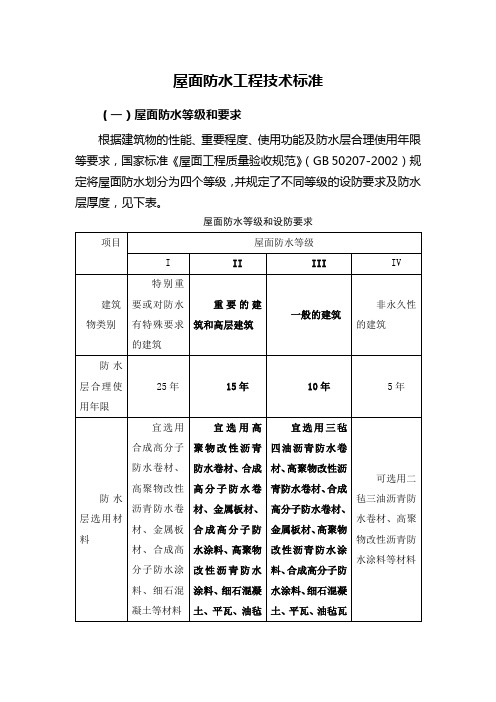 屋面防水工程技术标准