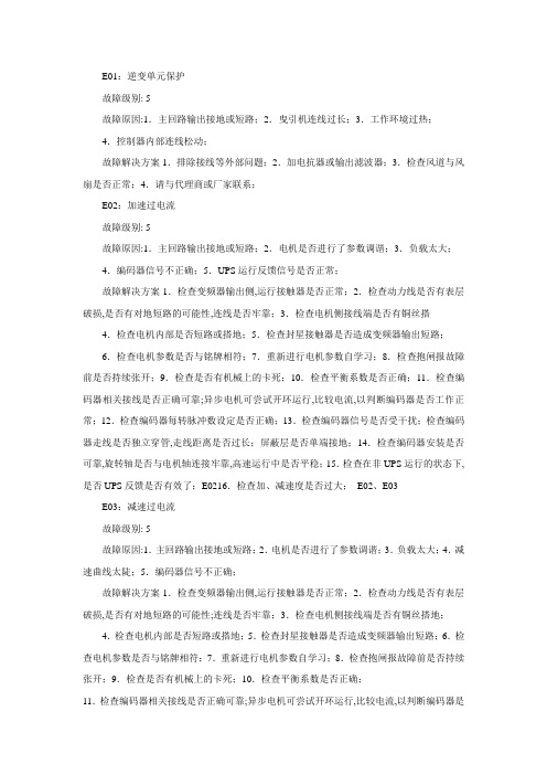 默纳克故障代码及处理方案