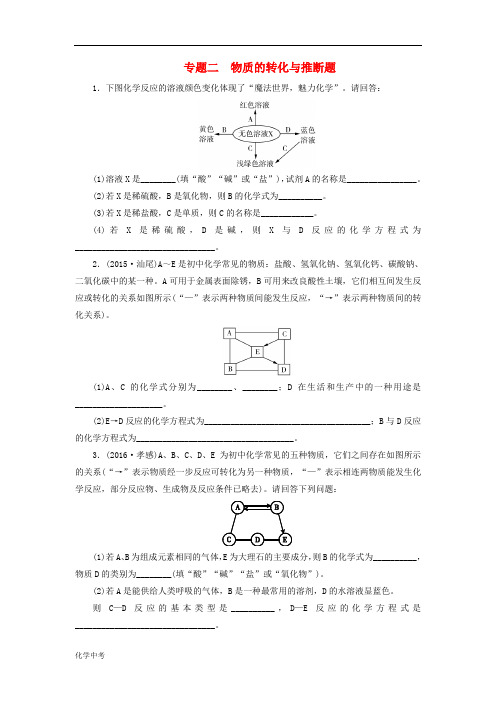 广东省中考化学第部分专题突破专题二物质的转化与推断题课时作业