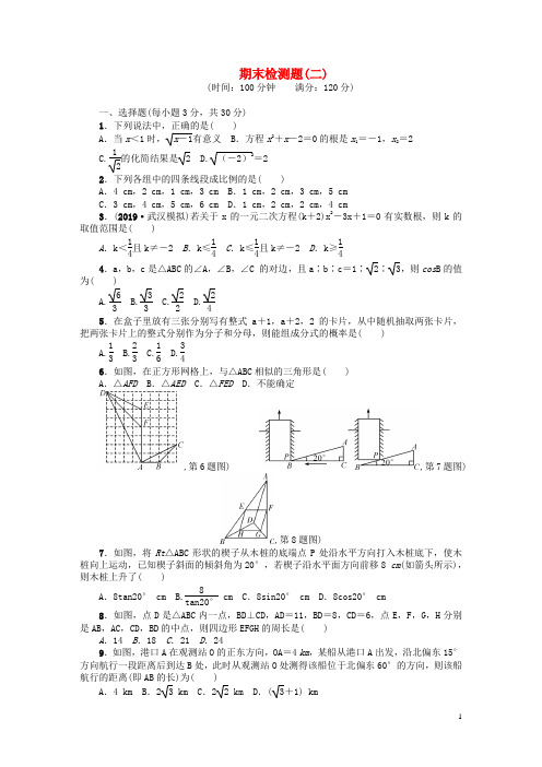 华东师大版九年级数学上册期末测试卷(含答案)