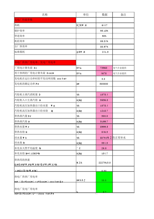 电厂效率、煤耗及热电厂供热、供电厂用电率计算