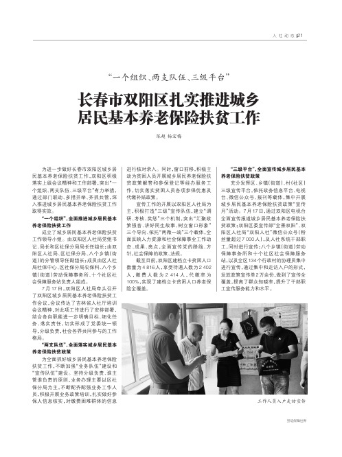 “一个组织、两支队伍、三级平台”长春市双阳区扎实推进城乡居民