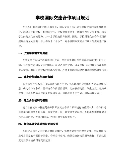 学校国际交流合作项目规划