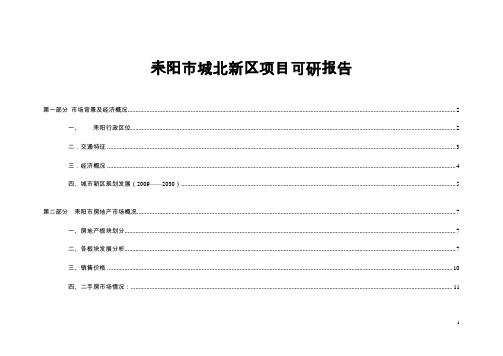 耒阳市城北新区项目可行性研究报告