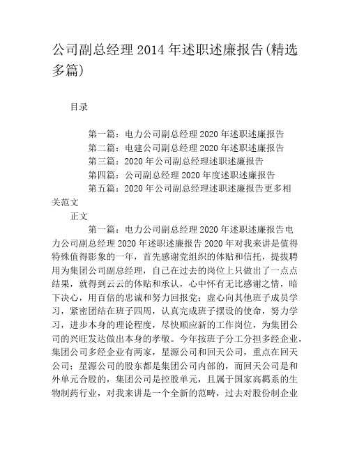 公司副总经理2020年述职述廉报告(精选多篇)