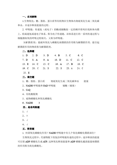 生物化学(第二版)  生物氧化答案[2页]