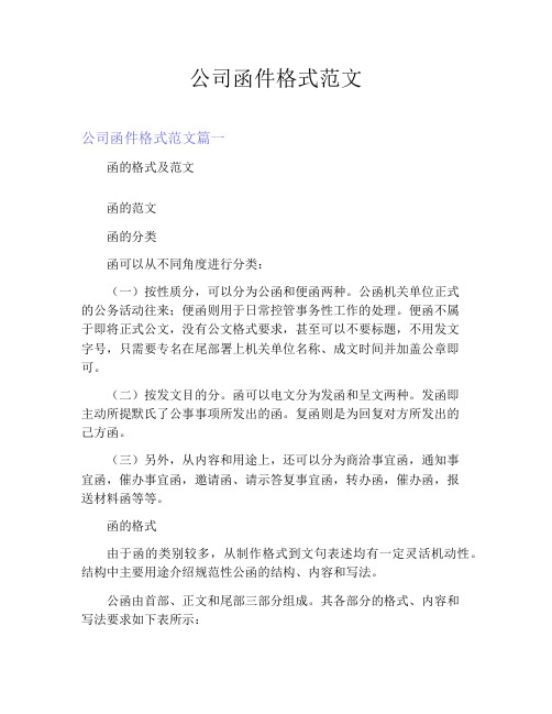 公司函件格式范文