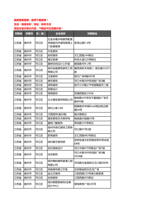 新版江苏省扬州市邗江区装修公司企业公司商家户名录单联系方式地址大全320家