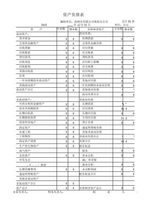 三大财务报表模板