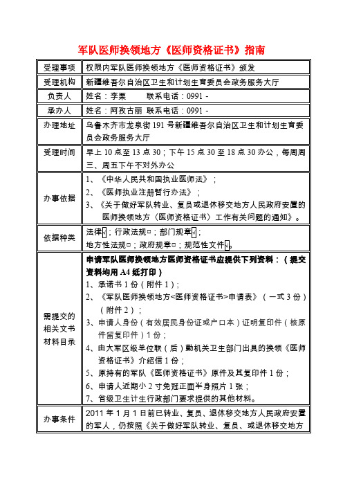 军队医师换领地方医师资格证书指南