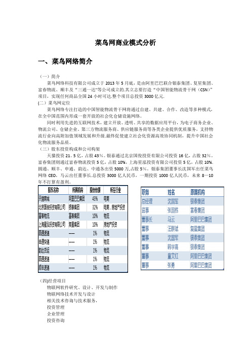 菜鸟网商业模式(含批注)