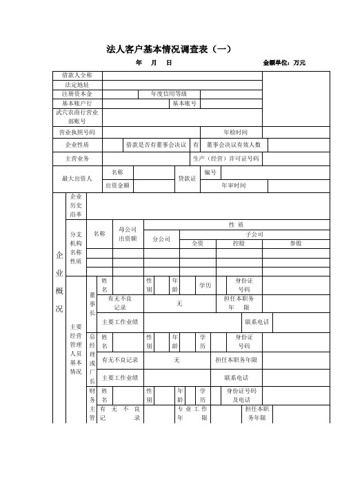 法人客户基本情况调查表1