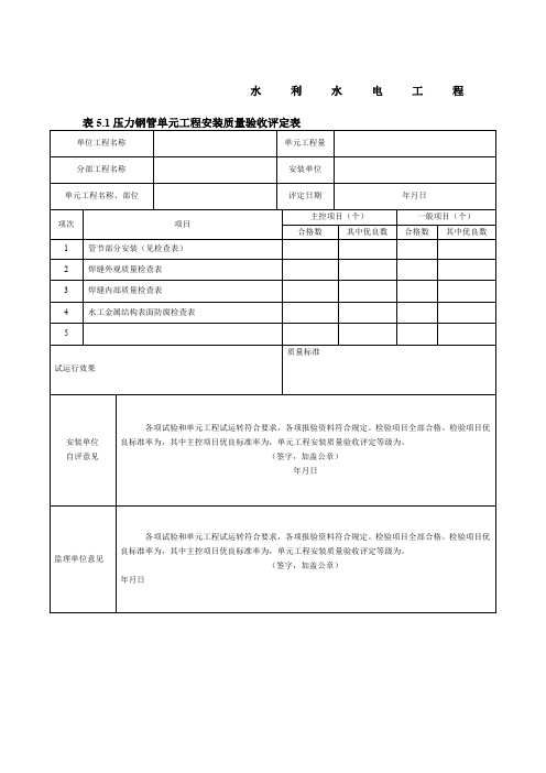 SL635水工金属结构安装工程质量评定表