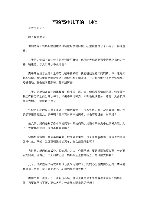 写给高中儿子的一封信