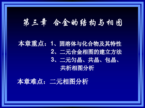 第三章合金的结构与相图本章重点1`固溶体与化合物及其特性