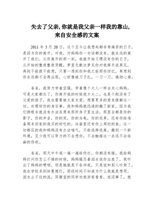 失去了父亲,你就是我父亲一样我的靠山,来自安全感的文案