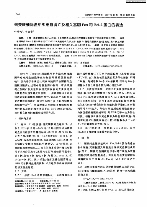 退变腰椎间盘组织细胞凋亡及相关基因Fas和Bcl-2蛋白的表达