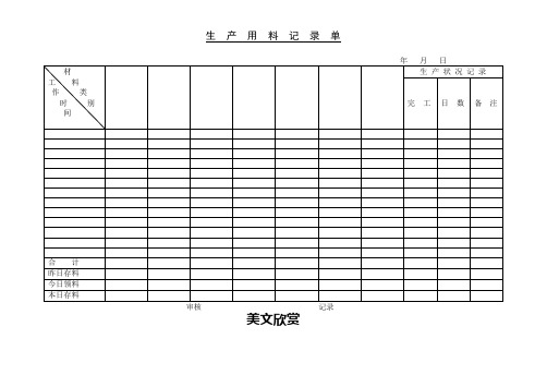 生  产  用  料  记  录  单