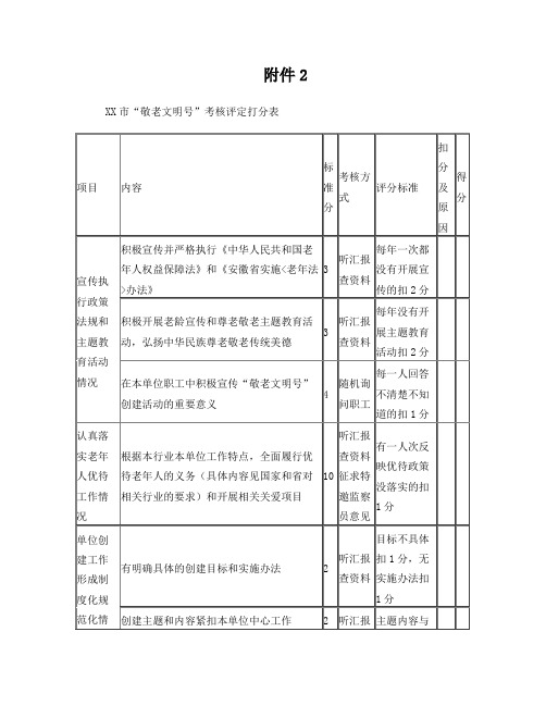 敬老文明号评分细则