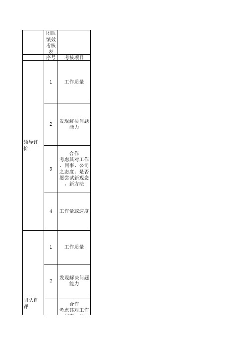 团队绩效考评表