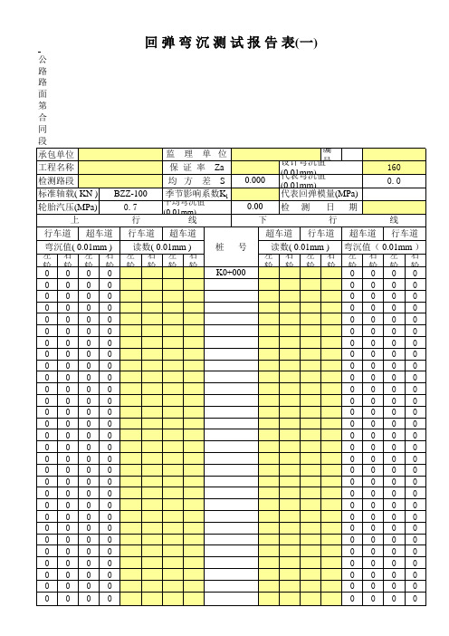 路基路面回弹弯沉试验自动计算表格