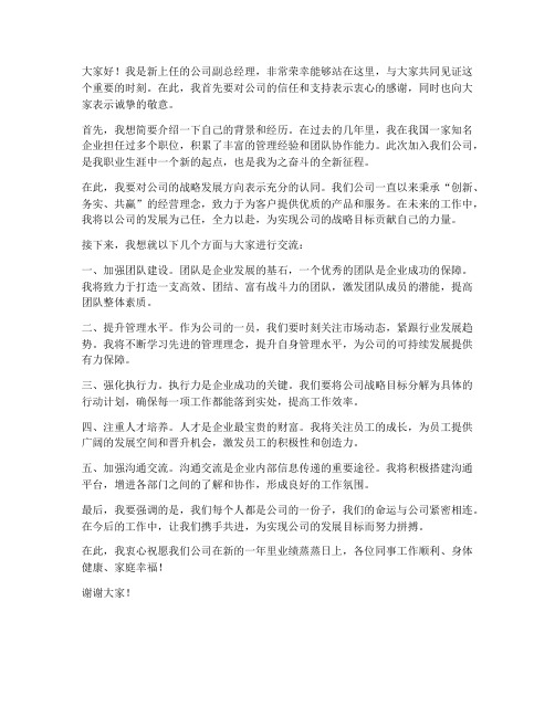 新公司副总上任发言稿范文