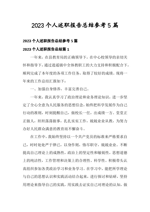 2023个人述职报告总结参考5篇